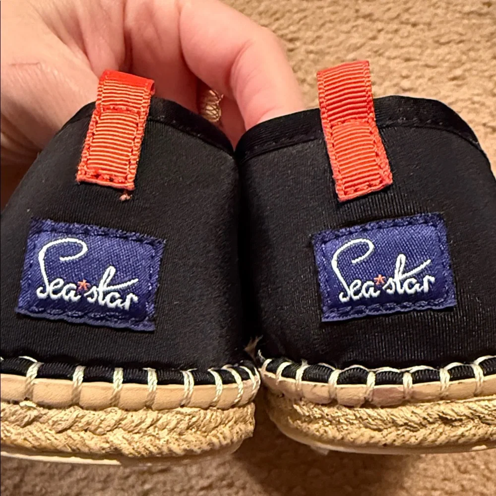 Sea Star Black Beachwear Beachcomber Espadrille Flats with Cream Toe Size 6 New - Picture 2 of 6
